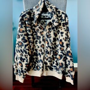 Socialite cozy animal print zip up jacket